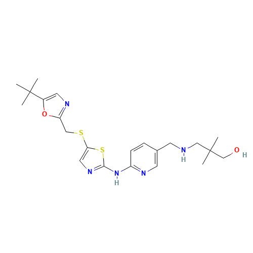 3-[[6-[[5-[(5-tert-butyl-1,3-oxazol-2-yl)methylsulfanyl]-1,3-thiazol-2-yl]amino]pyridin-3-yl]methylamino]-2,2-dimethylpropan-1-ol (CAS: 350509-99-8) - Related Chemical Product