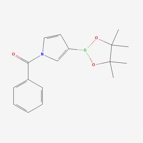 phenyl-[3-(4,4,5,5-tetramethyl-1,3,2-dioxaborolan-2-yl)pyrrol-1-yl]methanone (CAS: 1256360-12-9) - Chemical Structure and Molecular Formula 