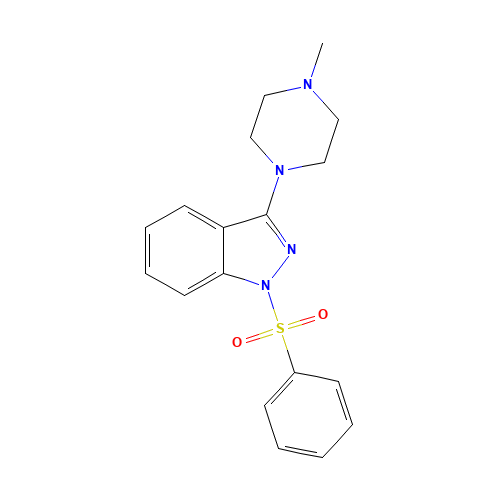 1-(benzenesulfonyl)-3-(4-methylpiperazin-1-yl)indazole (CAS: 131634-44-1) - Chemical Structure and Molecular Formula 