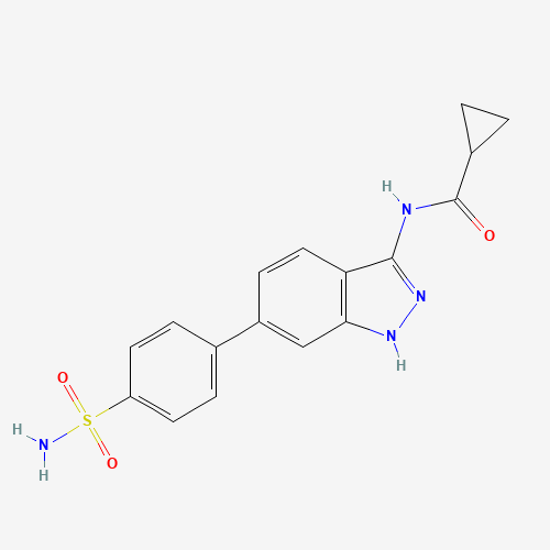 N-[6-(4-sulfamoylphenyl)-1H-indazol-3-yl]cyclopropanecarboxamide (CAS: 548797-35-9) - Chemical Structure and Molecular Formula 