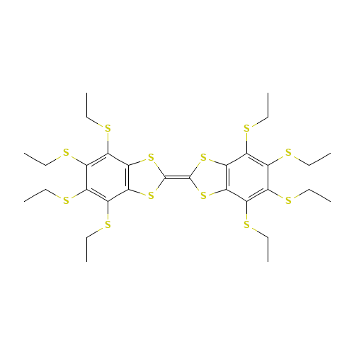 4,5,6,7-tetrakis(ethylsulfanyl)-2-[4,5,6,7-tetrakis(ethylsulfanyl)-1,3-benzodithiol-2-ylidene]-1,3-benzodithiole (CAS: 133148-33-1) - Related Chemical Product