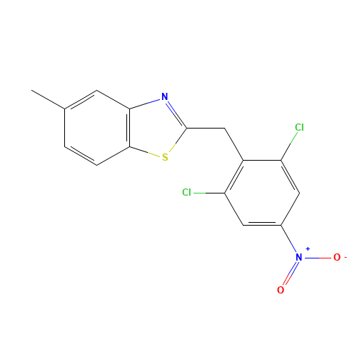 2-[(2,6-dichloro-4-nitrophenyl)methyl]-5-methyl-1,3-benzothiazole (CAS: 315228-07-0) - Chemical Structure and Molecular Formula 