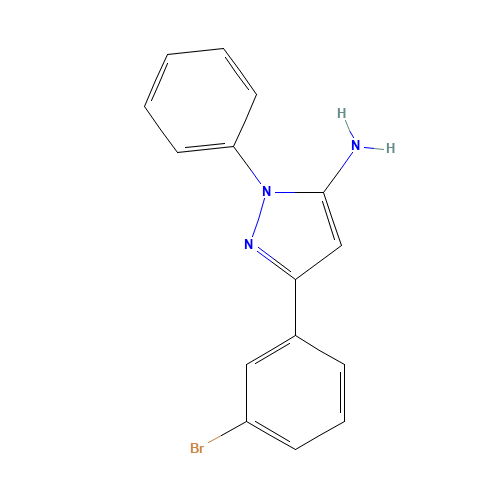 5-(3-bromophenyl)-2-phenylpyrazol-3-amine (CAS: 424808-07-1) - Chemical Structure and Molecular Formula 