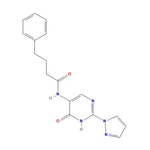 N-(6-oxo-2-pyrazol-1-yl-1H-pyrimidin-5-yl)-4-phenylbutanamide (CAS: 1343458-72-9) - Related Chemical Product