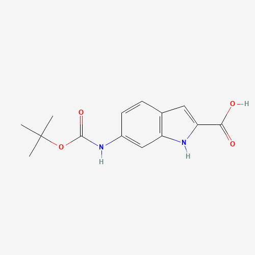 6-[(2-methylpropan-2-yl)oxycarbonylamino]-1H-indole-2-carboxylic acid (CAS: 1093261-27-8) - Chemical Structure and Molecular Formula 