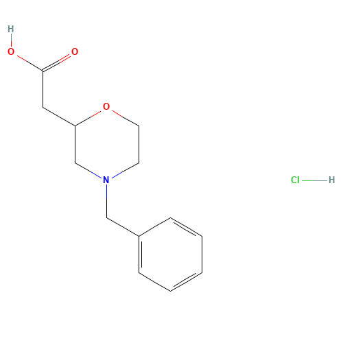 2-(4-benzylmorpholin-2-yl)acetic acid;hydrochloride (CAS: 170804-78-1) - Chemical Structure and Molecular Formula 