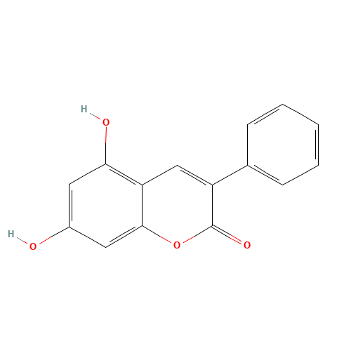 5,7-dihydroxy-3-phenylchromen-2-one (CAS: 6468-93-5) - Chemical Structure and Molecular Formula 