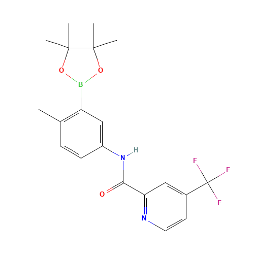 N-[4-methyl-3-(4,4,5,5-tetramethyl-1,3,2-dioxaborolan-2-yl)phenyl]-4-(trifluoromethyl)pyridine-2-carboxamide (CAS: 1191932-66-7) - Chemical Structure and Molecular Formula 