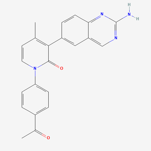 1-(4-acetylphenyl)-3-(2-aminoquinazolin-6-yl)-4-methylpyridin-2-one (CAS: 1003311-81-6) - Chemical Structure and Molecular Formula 