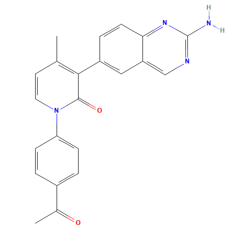 1-(4-acetylphenyl)-3-(2-aminoquinazolin-6-yl)-4-methylpyridin-2-one (CAS: 1003311-81-6) - Chemical Structure and Molecular Formula 