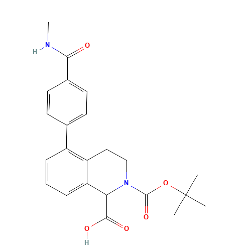 5-[4-(methylcarbamoyl)phenyl]-2-[(2-methylpropan-2-yl)oxycarbonyl]-3,4-dihydro-1H-isoquinoline-1-carboxylic acid (CAS: 1430564-13-8) - Chemical Structure and Molecular Formula 