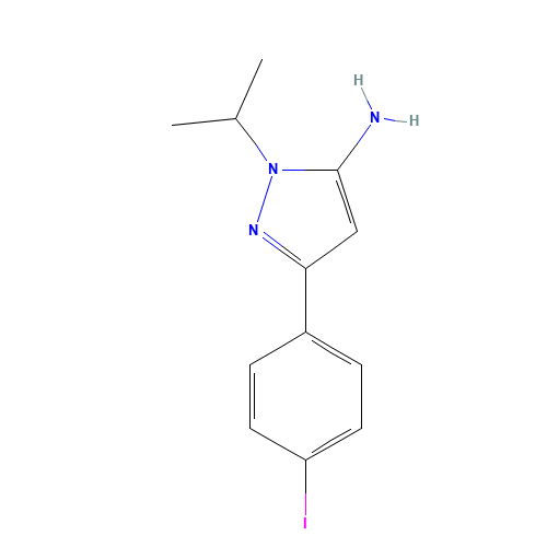 5-(4-iodophenyl)-2-propan-2-ylpyrazol-3-amine (CAS: 1017781-38-2) - Chemical Structure and Molecular Formula 