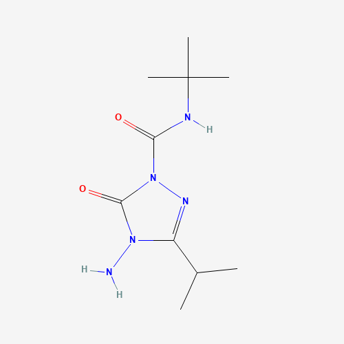 4-amino-N-tert-butyl-5-oxo-3-propan-2-yl-1,2,4-triazole-1-carboxamide (CAS: 129909-90-6) - Chemical Structure and Molecular Formula 