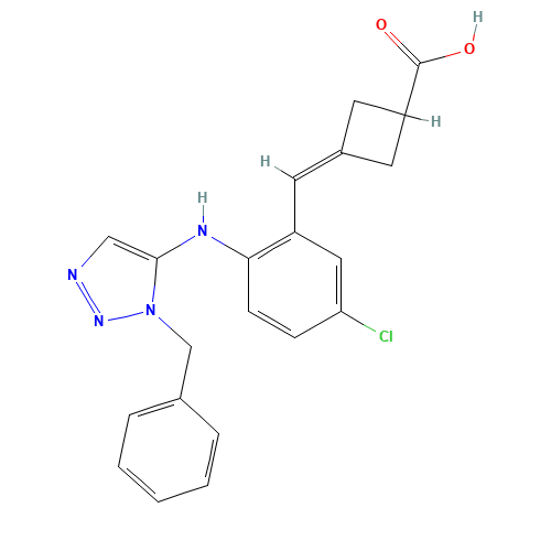 3-[[2-[(3-benzyltriazol-4-yl)amino]-5-chlorophenyl]methylidene]cyclobutane-1-carboxylic acid (CAS: 1611444-75-7) - Related Chemical Product