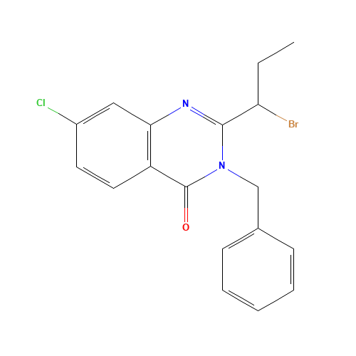 3-benzyl-2-(1-bromopropyl)-7-chloroquinazolin-4-one (CAS: 383192-89-0) - Chemical Structure and Molecular Formula 