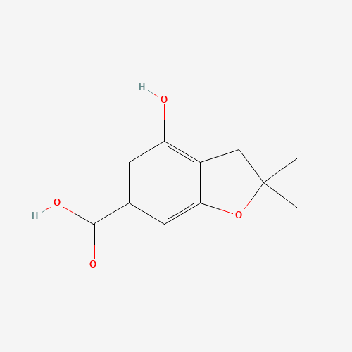4-hydroxy-2,2-dimethyl-3H-1-benzofuran-6-carboxylic acid (CAS: 169130-42-1) - Chemical Structure and Molecular Formula 