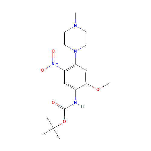 tert-butyl N-[2-methoxy-4-(4-methylpiperazin-1-yl)-5-nitrophenyl]carbamate (CAS: 1421372-04-4) - Chemical Structure and Molecular Formula 