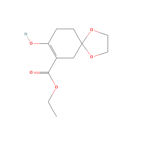 ethyl 8-hydroxy-1,4-dioxaspiro[4.5]dec-7-ene-7-carboxylate (CAS: 121210-56-8) - Chemical Structure and Molecular Formula 