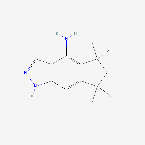 5,5,7,7-tetramethyl-1,6-dihydrocyclopenta[f]indazol-4-amine (CAS: 1174064-61-9) - Chemical Structure and Molecular Formula 