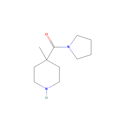 (4-methylpiperidin-4-yl)-pyrrolidin-1-ylmethanone (CAS: 885523-47-7) - Chemical Structure and Molecular Formula 