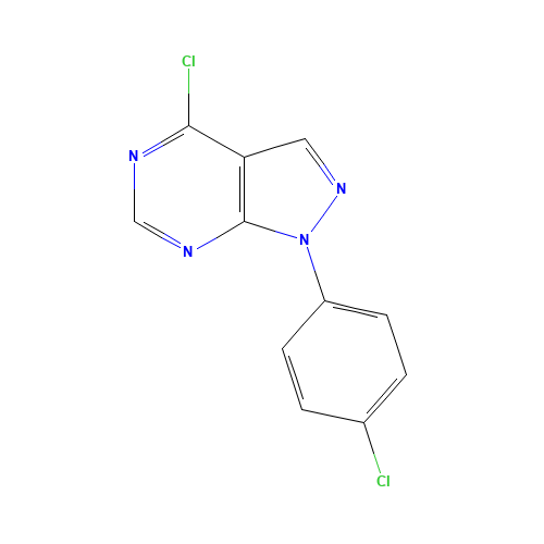 4-chloro-1-(4-chlorophenyl)pyrazolo[3,4-d]pyrimidine (CAS: 5334-59-8) - Chemical Structure and Molecular Formula 