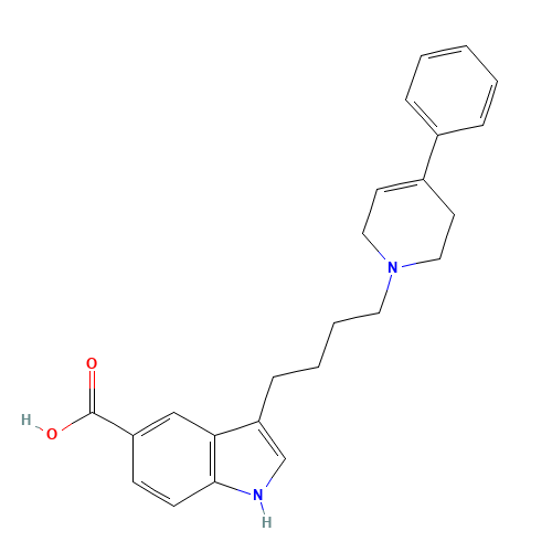 3-[4-(4-phenyl-3,6-dihydro-2H-pyridin-1-yl)butyl]-1H-indole-5-carboxylic acid (CAS: 98323-83-2) - Chemical Structure and Molecular Formula 