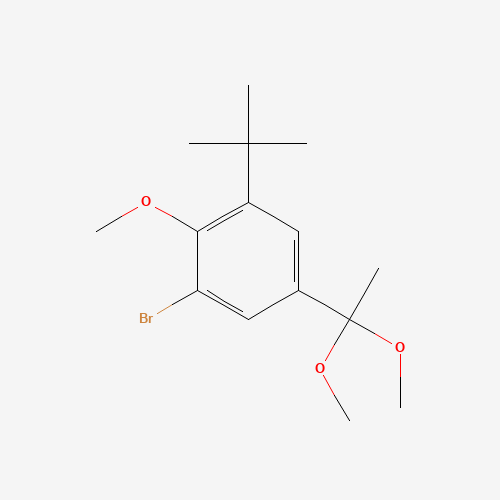 1-bromo-3-tert-butyl-5-(1,1-dimethoxyethyl)-2-methoxybenzene (CAS: 756840-11-6) - Chemical Structure and Molecular Formula 