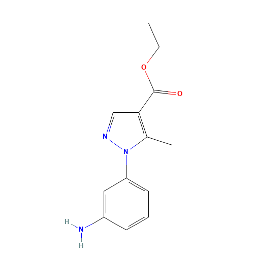 ethyl 1-(3-aminophenyl)-5-methylpyrazole-4-carboxylate (CAS: 209540-02-3) - Chemical Structure and Molecular Formula 