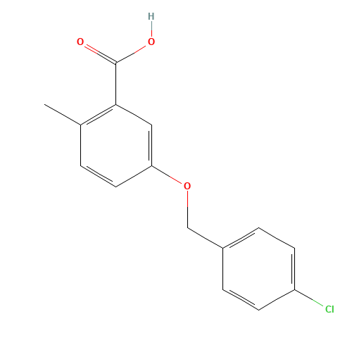 5-[(4-chlorophenyl)methoxy]-2-methylbenzoic acid (CAS: 1148146-86-4) - Chemical Structure and Molecular Formula 