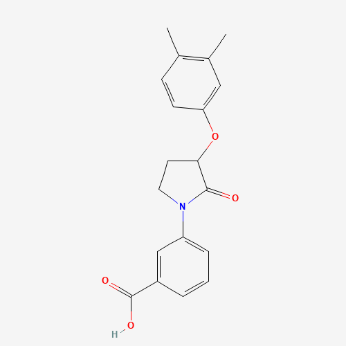 3-[3-(3,4-dimethylphenoxy)-2-oxopyrrolidin-1-yl]benzoic acid (CAS: 649774-33-4) - Chemical Structure and Molecular Formula 