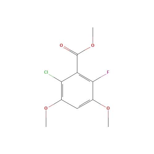 methyl 2-chloro-6-fluoro-3,5-dimethoxybenzoate (CAS: 1002719-48-3) - Chemical Structure and Molecular Formula 