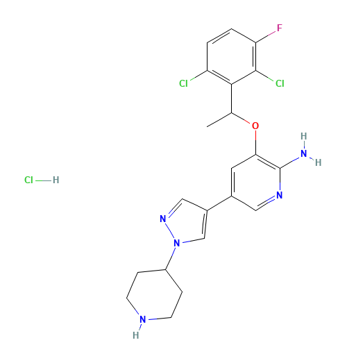 3-[1-(2,6-dichloro-3-fluorophenyl)ethoxy]-5-(1-piperidin-4-ylpyrazol-4-yl)pyridin-2-amine;hydrochloride (CAS: 877399-54-7) - Related Chemical Product