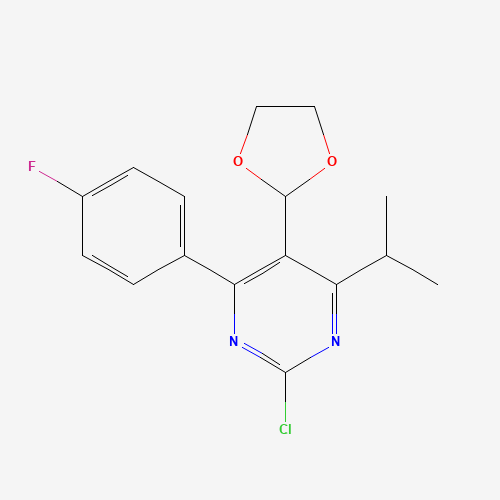 2-chloro-5-(1,3-dioxolan-2-yl)-4-(4-fluorophenyl)-6-propan-2-ylpyrimidine (CAS: 916480-93-8) - Related Chemical Product