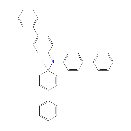 N-(1-iodo-4-phenylcyclohexa-2,4-dien-1-yl)-4-phenyl-N-(4-phenylphenyl)aniline (CAS: 1002762-57-3) - Chemical Structure and Molecular Formula 