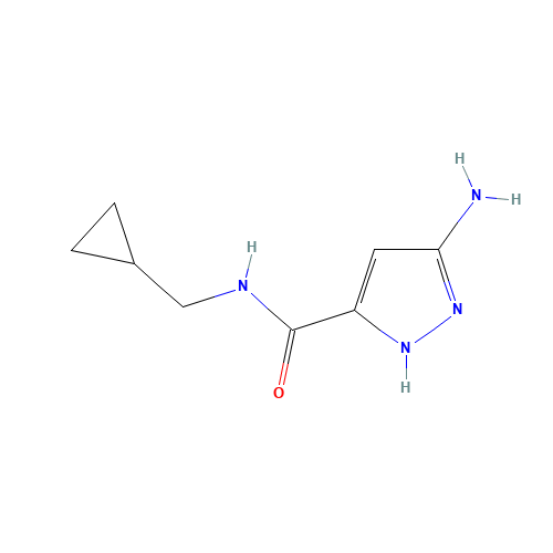3-amino-N-(cyclopropylmethyl)-1H-pyrazole-5-carboxamide (CAS: 1342836-22-9) - Chemical Structure and Molecular Formula 