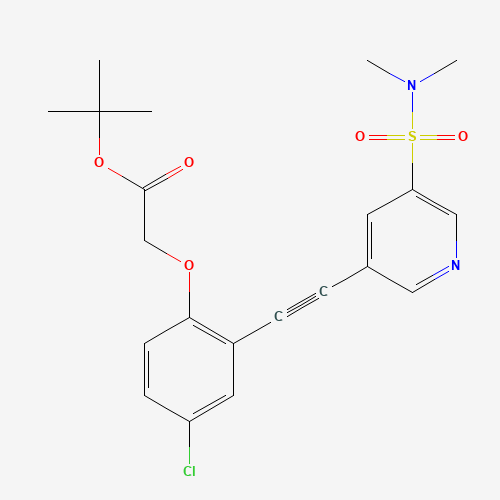 tert-butyl 2-[4-chloro-2-[2-[5-(dimethylsulfamoyl)pyridin-3-yl]ethynyl]phenoxy]acetate (CAS: 1240289-11-5) - Chemical Structure and Molecular Formula 