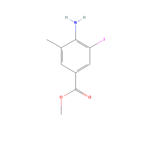 methyl 4-amino-3-iodo-5-methylbenzoate (CAS: 180624-11-7) - Chemical Structure and Molecular Formula 