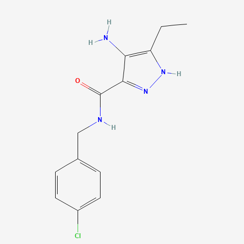 4-amino-N-[(4-chlorophenyl)methyl]-5-ethyl-1H-pyrazole-3-carboxamide (CAS: 915372-16-6) - Chemical Structure and Molecular Formula 