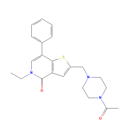2-[(4-acetylpiperazin-1-yl)methyl]-5-ethyl-7-phenylthieno[3,2-c]pyridin-4-one (CAS: 1610519-56-6) - Related Chemical Product
