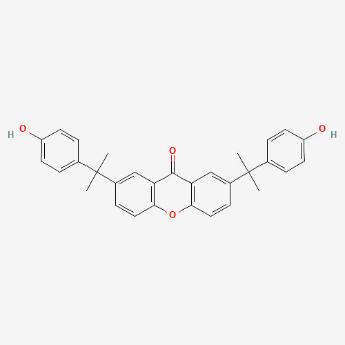 2,7-bis[2-(4-hydroxyphenyl)propan-2-yl]xanthen-9-one (CAS: 678166-75-1) - Chemical Structure and Molecular Formula 