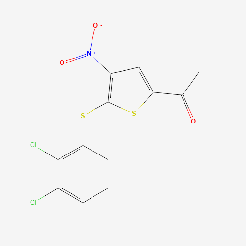 1-[5-(2,3-dichlorophenyl)sulfanyl-4-nitrothiophen-2-yl]ethanone (CAS: 882257-11-6) - Chemical Structure and Molecular Formula 