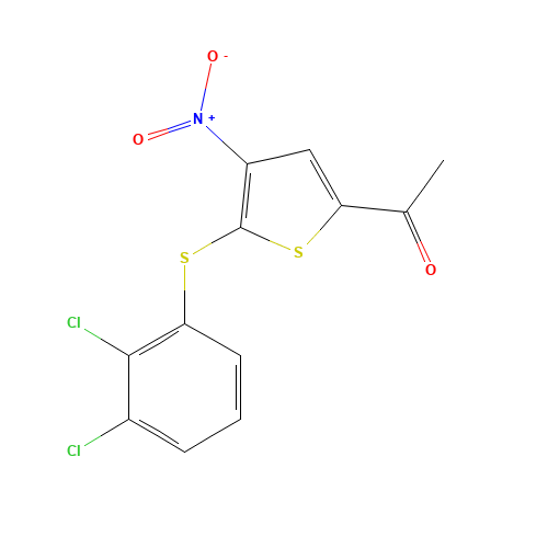 1-[5-(2,3-dichlorophenyl)sulfanyl-4-nitrothiophen-2-yl]ethanone (CAS: 882257-11-6) - Chemical Structure and Molecular Formula 