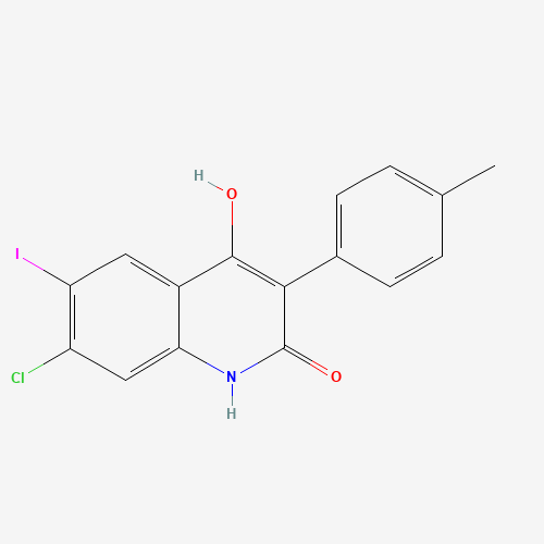 7-chloro-4-hydroxy-6-iodo-3-(4-methylphenyl)-1H-quinolin-2-one (CAS: 1398343-16-2) - Chemical Structure and Molecular Formula 