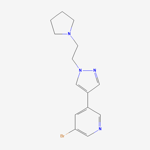 3-bromo-5-[1-(2-pyrrolidin-1-ylethyl)pyrazol-4-yl]pyridine (CAS: 1323919-60-3) - Chemical Structure and Molecular Formula 