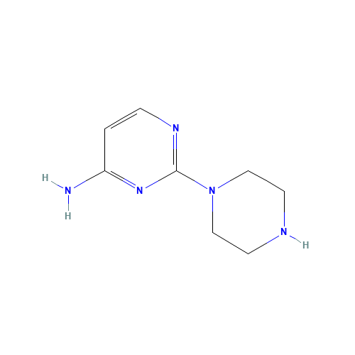 2-piperazin-1-ylpyrimidin-4-amine (CAS: 55745-87-4) - Chemical Structure and Molecular Formula 
