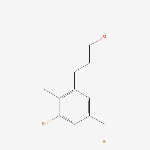 1-bromo-5-(bromomethyl)-3-(3-methoxypropyl)-2-methylbenzene (CAS: 1266728-11-3) - Chemical Structure and Molecular Formula 