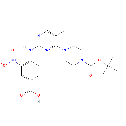 4-[[5-methyl-4-[4-[(2-methylpropan-2-yl)oxycarbonyl]piperazin-1-yl]pyrimidin-2-yl]amino]-3-nitrobenzoic acid (CAS: 1538605-54-7) - Related Chemical Product