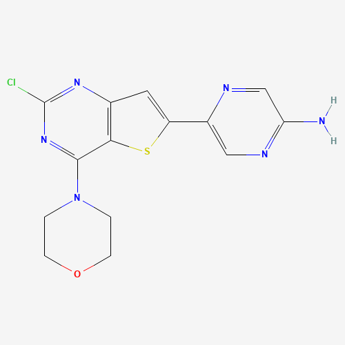5-(2-chloro-4-morpholin-4-ylthieno[3,2-d]pyrimidin-6-yl)pyrazin-2-amine (CAS: 1038918-22-7) - Chemical Structure and Molecular Formula 