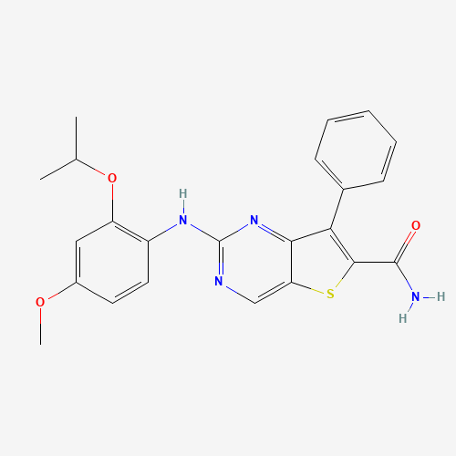 2-(4-methoxy-2-propan-2-yloxyanilino)-7-phenylthieno[3,2-d]pyrimidine-6-carboxamide (CAS: 1462947-84-7) - Chemical Structure and Molecular Formula 