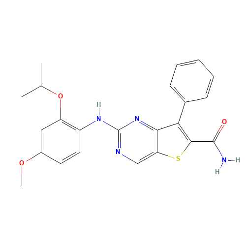 2-(4-methoxy-2-propan-2-yloxyanilino)-7-phenylthieno[3,2-d]pyrimidine-6-carboxamide (CAS: 1462947-84-7) - Related Chemical Product